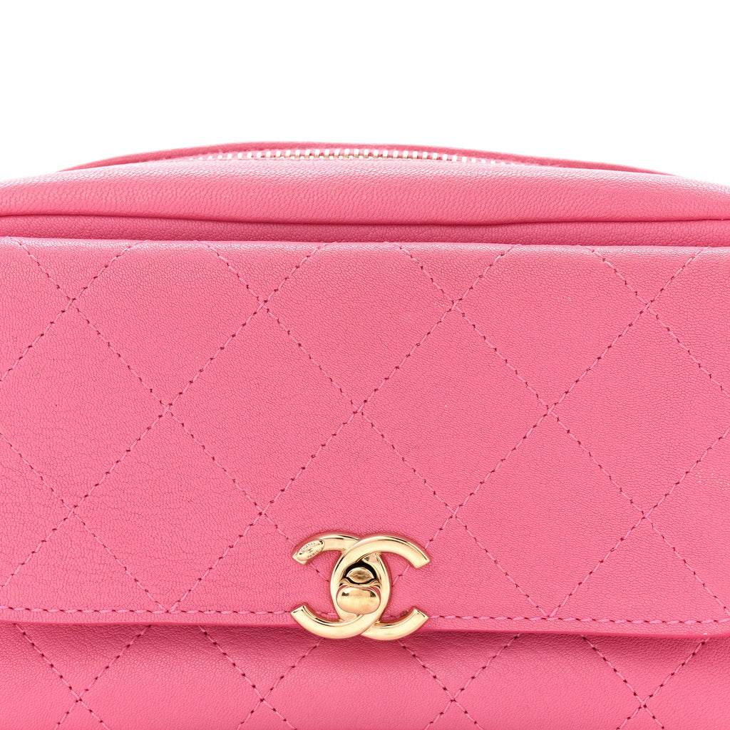 Chanel Goatksin Quilted Casual Trip Waist Bag Pink