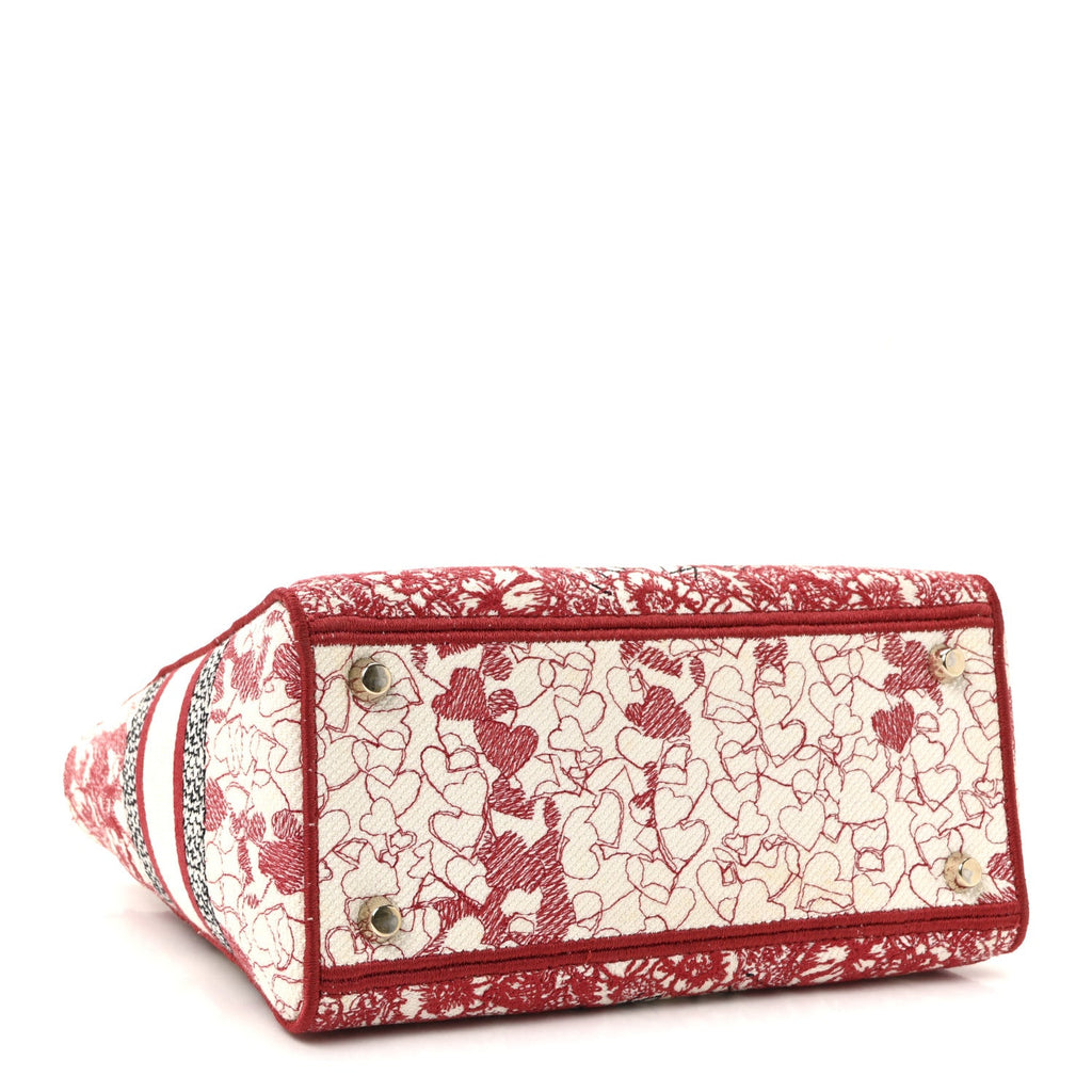 Christian Dior Canvas Embroidered Medium Dioramour D-Royaume Lady D-Lite Red Multicolor