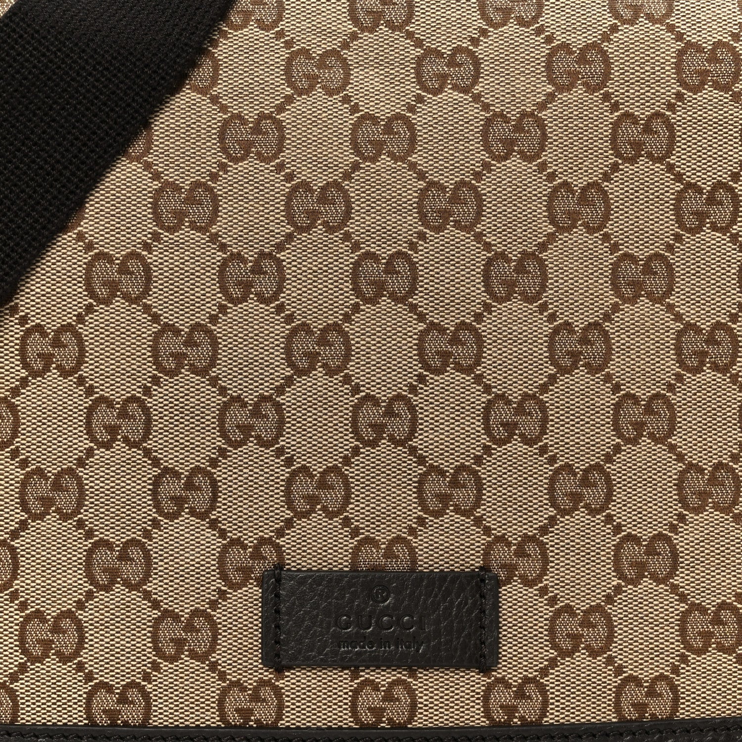 Gucci Monogram Flap Messenger Bag Beige Dark Brown