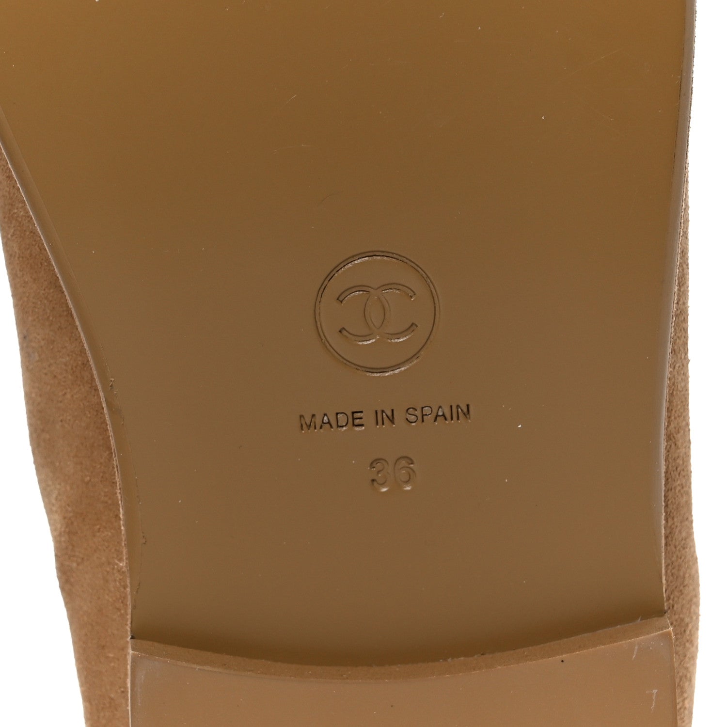 Chanel Suede Calfskin CC Loafers 36 Dark Beige
