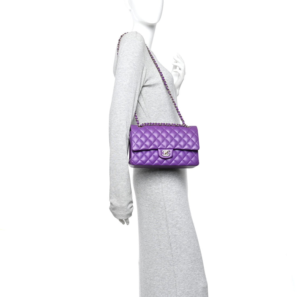 Chanel Caviar Quilted Medium Double Flap Purple