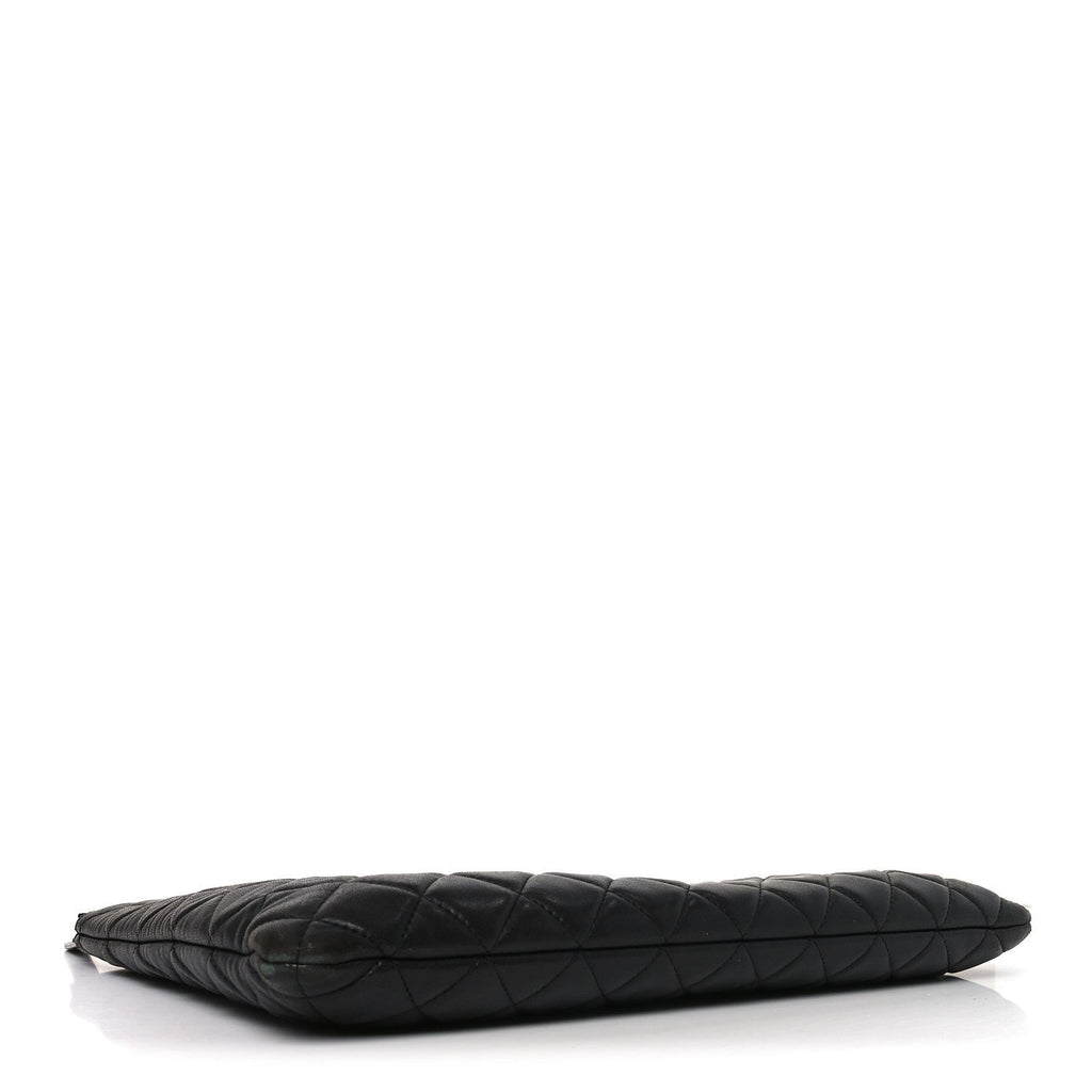 Lambskin Quilted Large Cosmetic Case Black