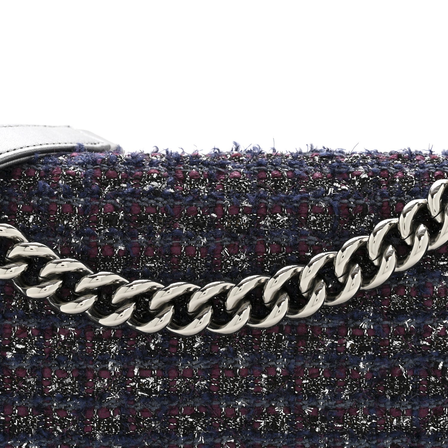 Chanel Tweed Metallic Lambskin Medium Boy Flap Silver