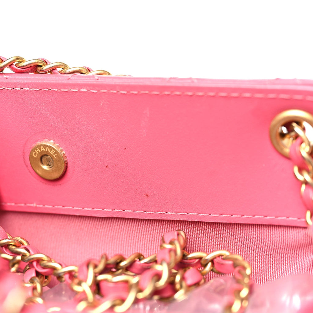 Chanel Calfskin Quilted Small CC Chain Accordion Tote Pink