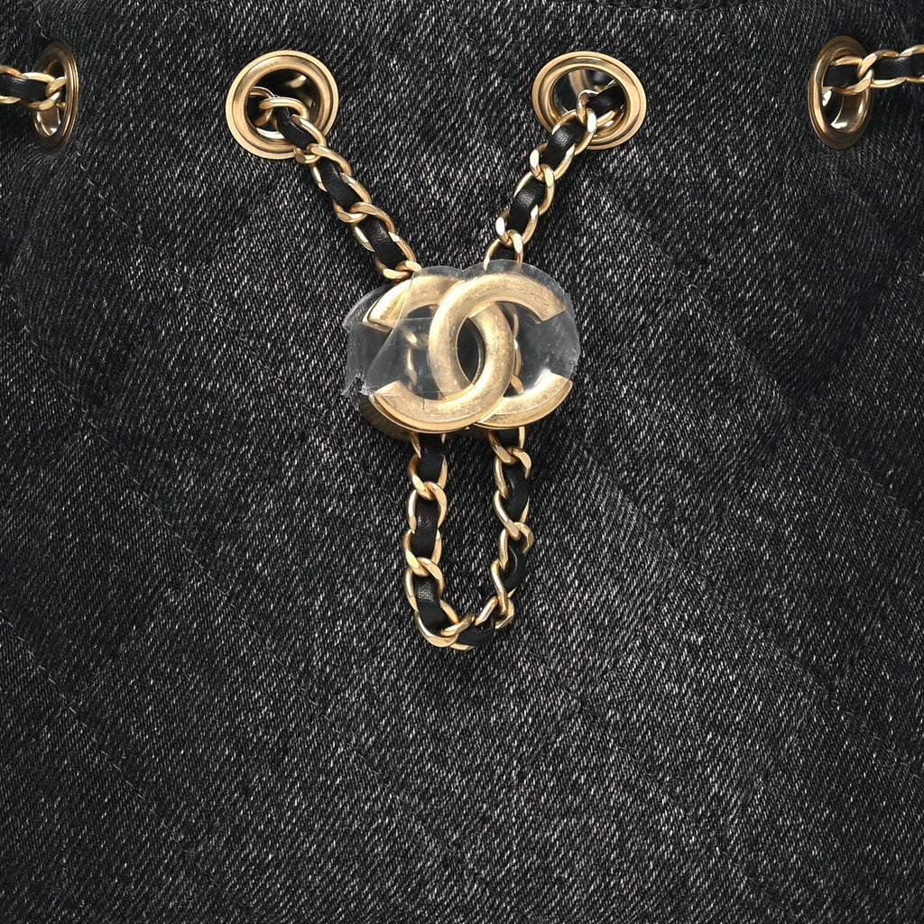 Chanel Washed Denim Quilted Mini Chanel 25 Handbag Black
