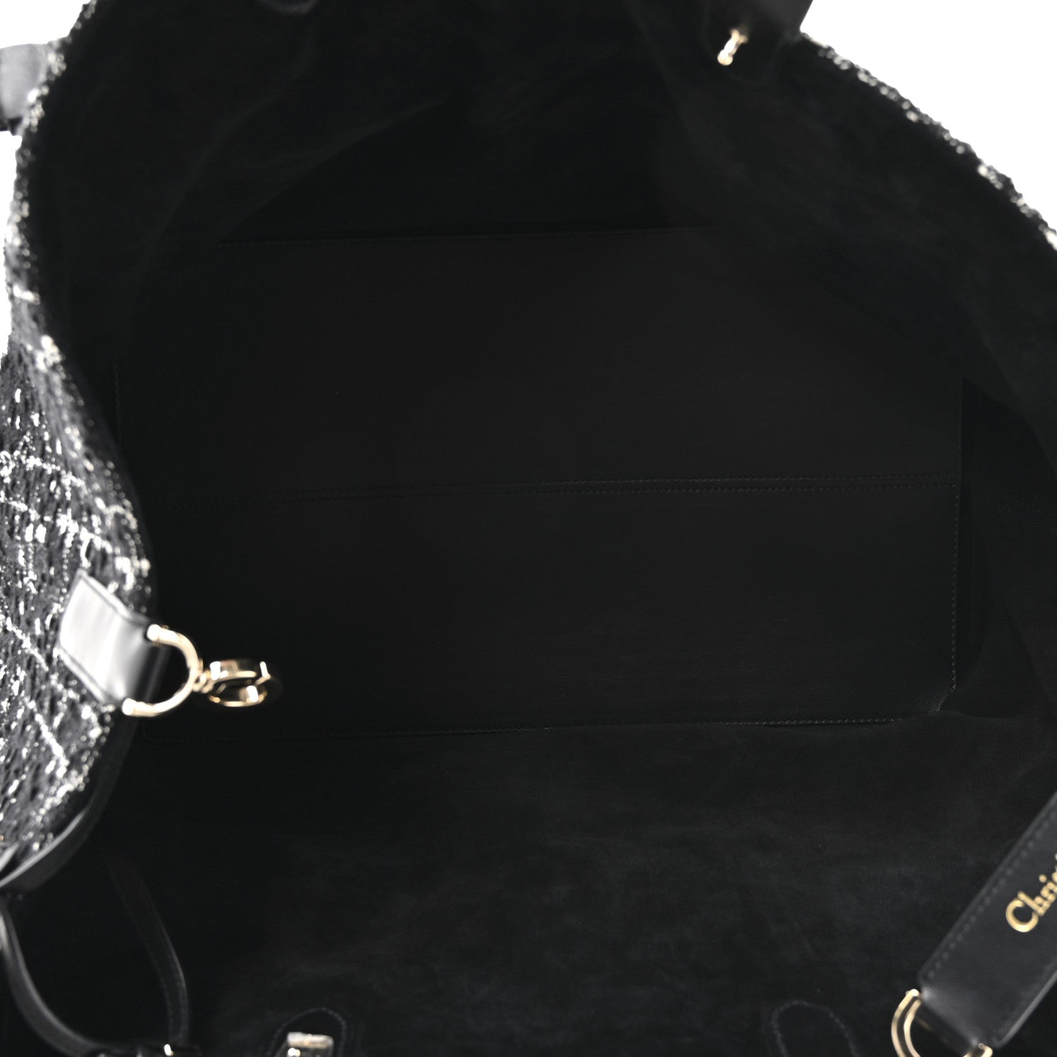 Christian Dior Tweed Cannage Large Toujours Black White