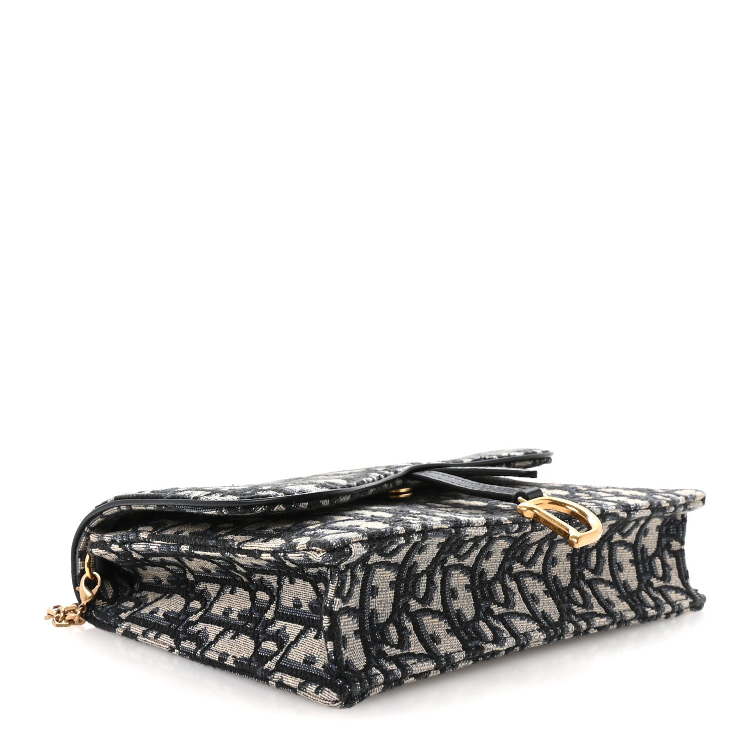 Christian Dior Oblique Saddle Chain Pouch Blue