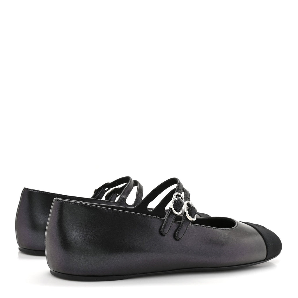 Lambskin Grosgrain Mary Jane Flats 39 Black