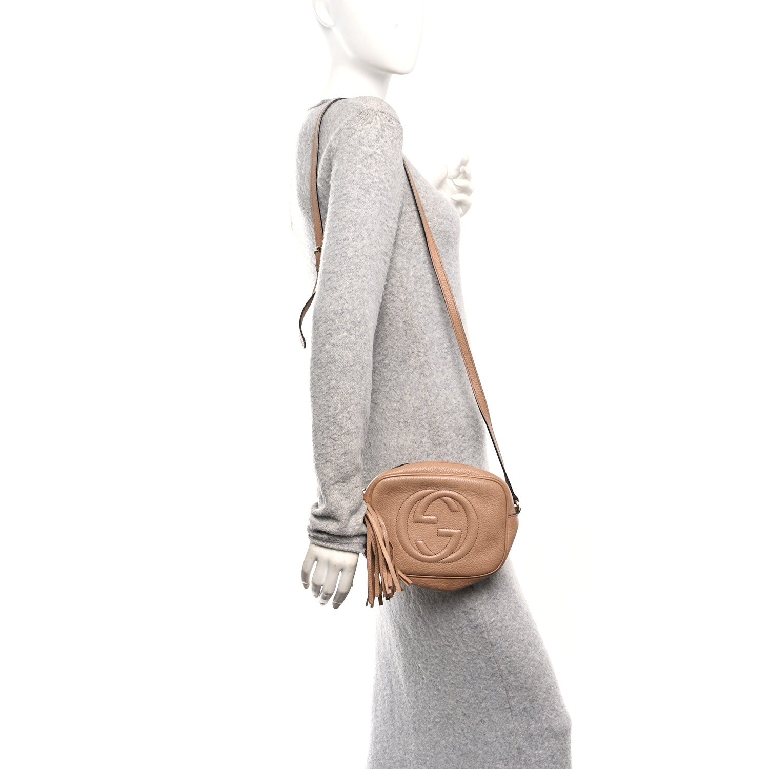 Gucci Pebbled Calfskin Small Soho Disco Bag Rose Beige