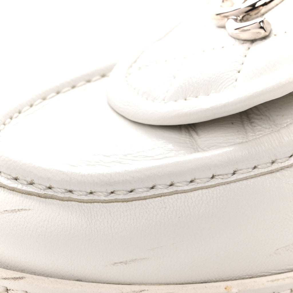 Chanel Shiny Lambskin Quilted CC Turnlock Loafers 40 White