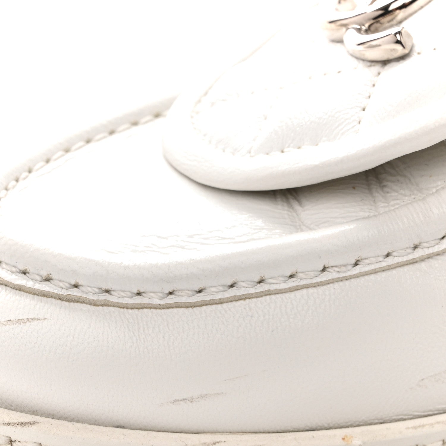 Chanel Shiny Lambskin Quilted CC Turnlock Loafers 40 White