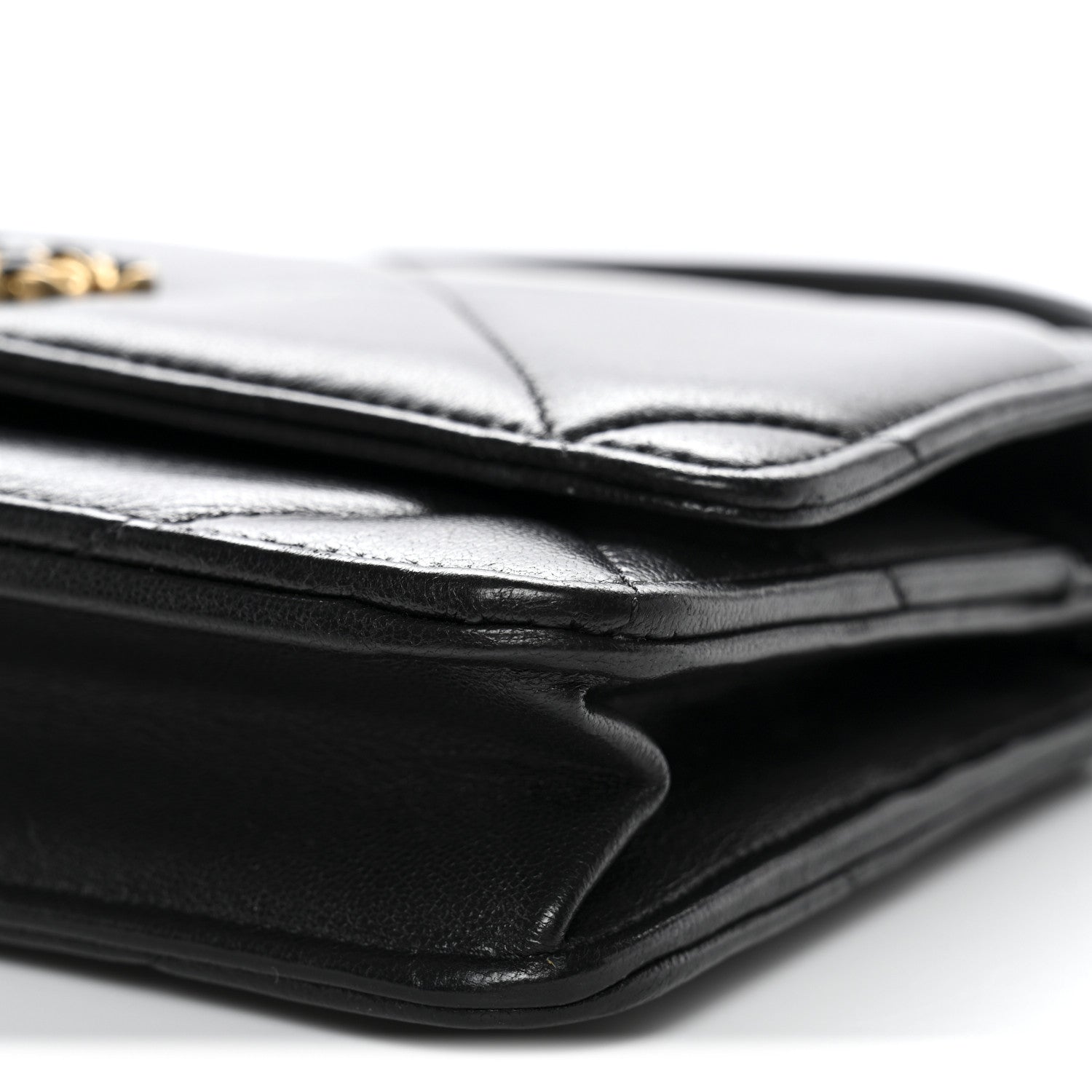 Chanel Lambskin Quilted Chanel 19 Wallet On Chain WOC Black