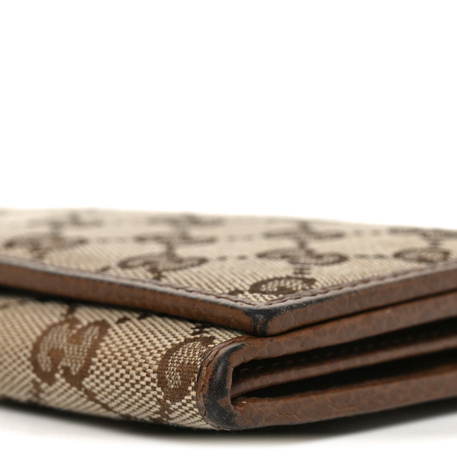 Gucci Monogram Dollar Calfskin Continental Flap Wallet Beige Ebony Tabacco