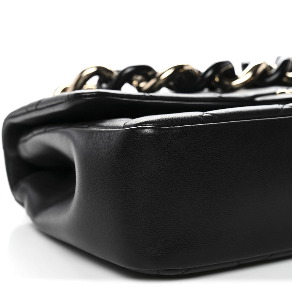Chanel Lambskin Quilted Resin Bi-Color Chain Flap Bag Black
