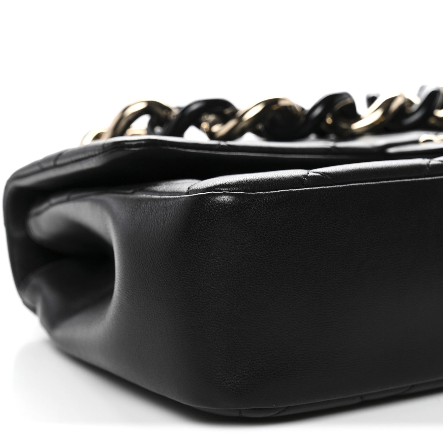 Chanel Lambskin Quilted Resin Bi-Color Chain Flap Bag Black