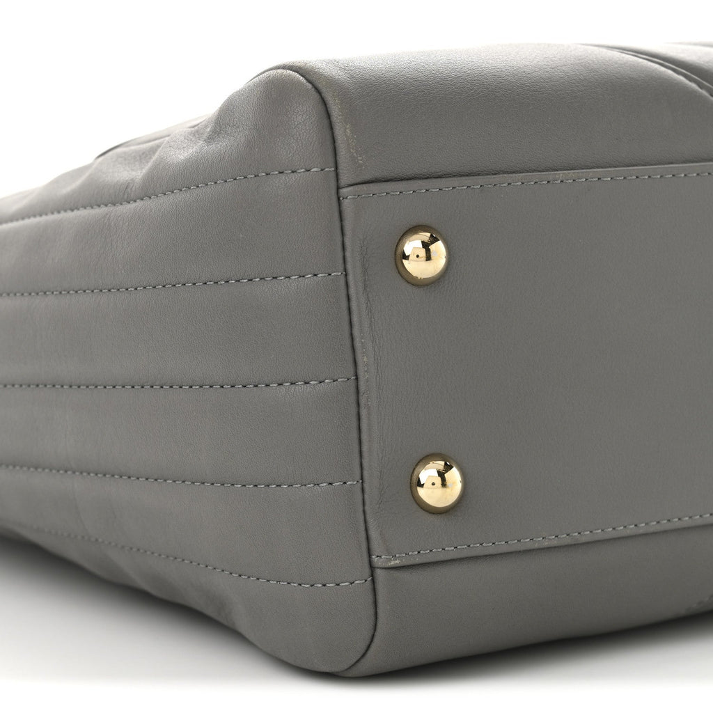 Chanel Calfskin Chevron Quilted Statement Shopping Tote Grey