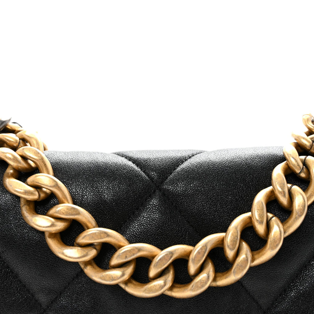 Chanel Goatskin Quilted Large Chanel 19 Flap Black