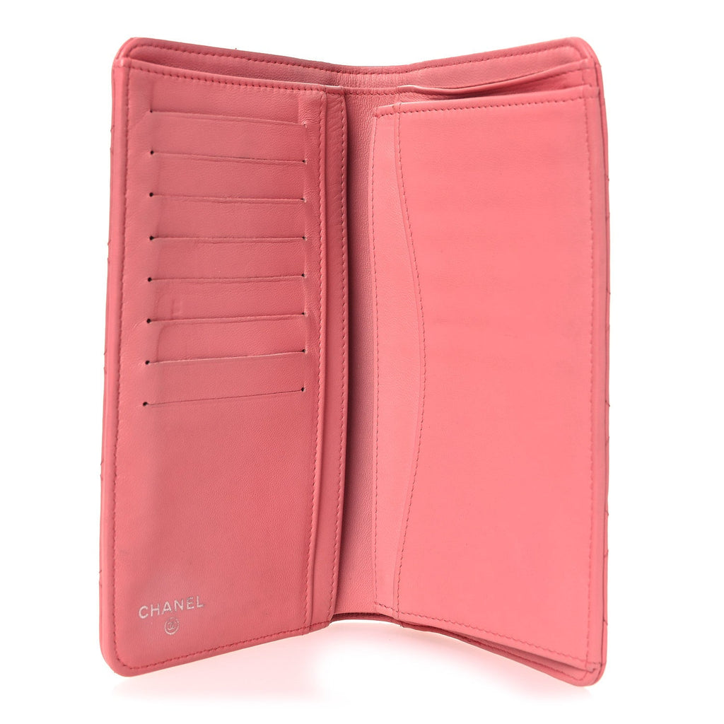 Lambskin Quilted Yen Wallet Pink