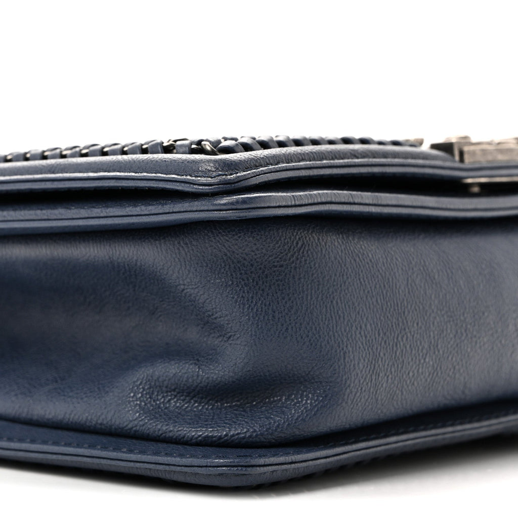Chanel Lambskin Quilted Medium Top Handle Boy Flap Blue