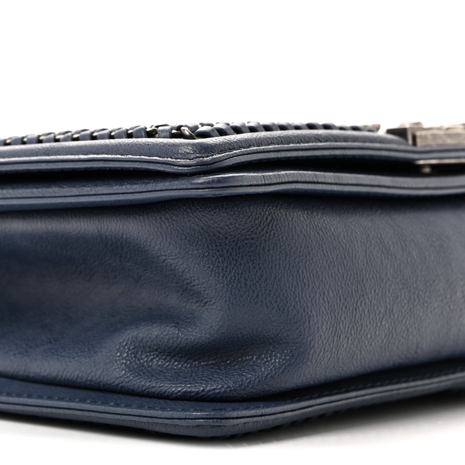 Chanel Lambskin Quilted Medium Top Handle Boy Flap Blue