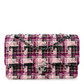 Chanel Tweed Quilted Medium Double Flap Pink Black