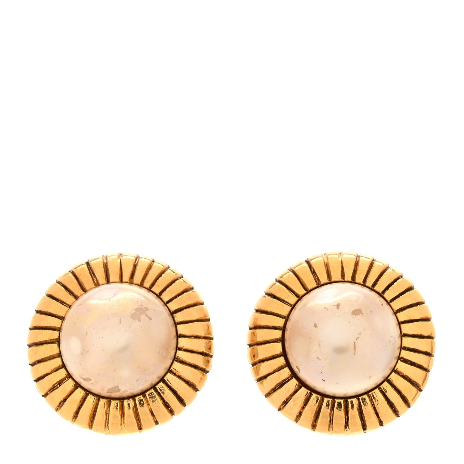 Pearl Round Clip On Earrings Gold
