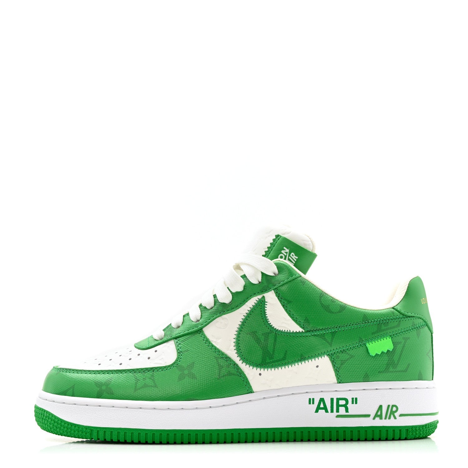 Louis Vuitton X NIKE AIR FORCE 1 Calfskin Monogram Mens Low Top Sneakers 8 Green