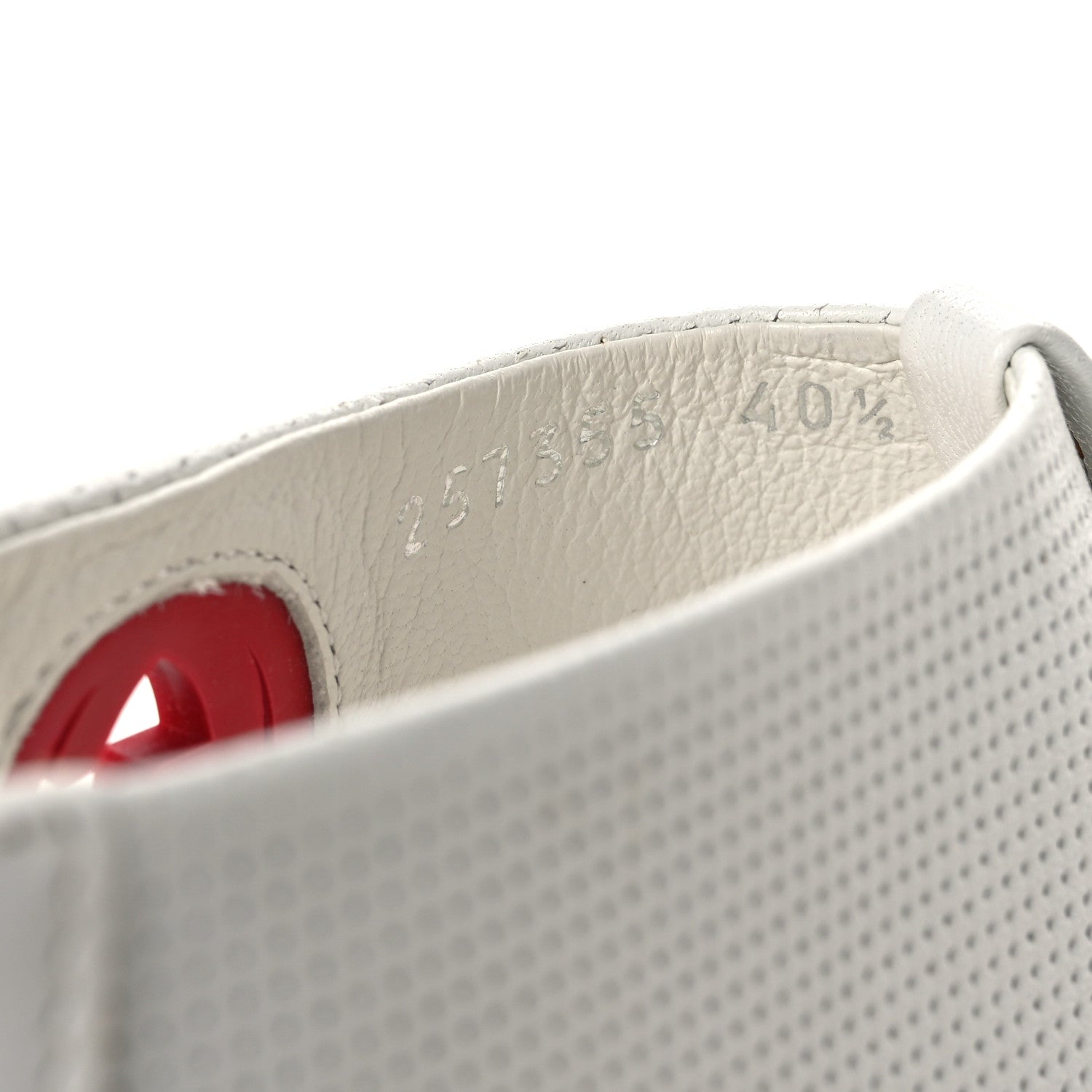 Gucci Calfskin GG Zip Thong Sandals 40.5 White