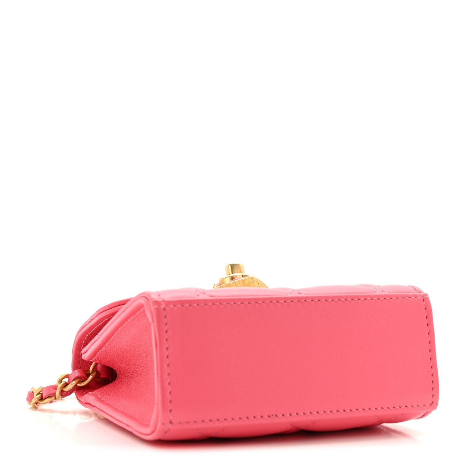 Chanel Lambskin Plexiglass Quilted Coco Love Clutch With Chain Pink