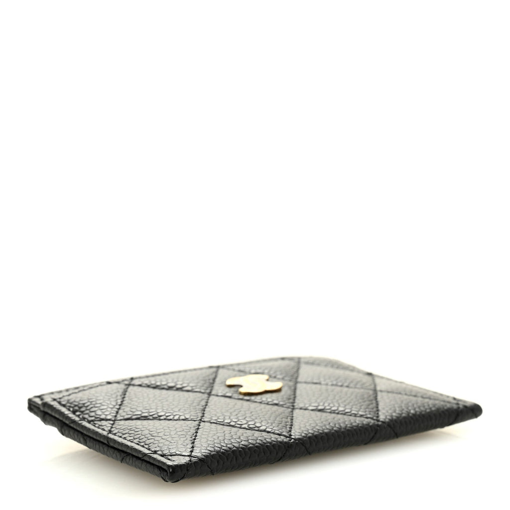Caviar Quilted Card Holder Black