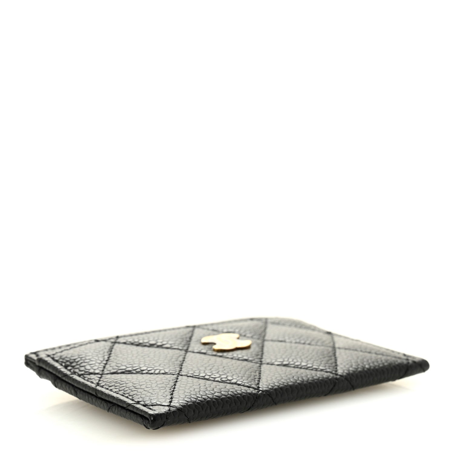 Caviar Quilted Card Holder Black