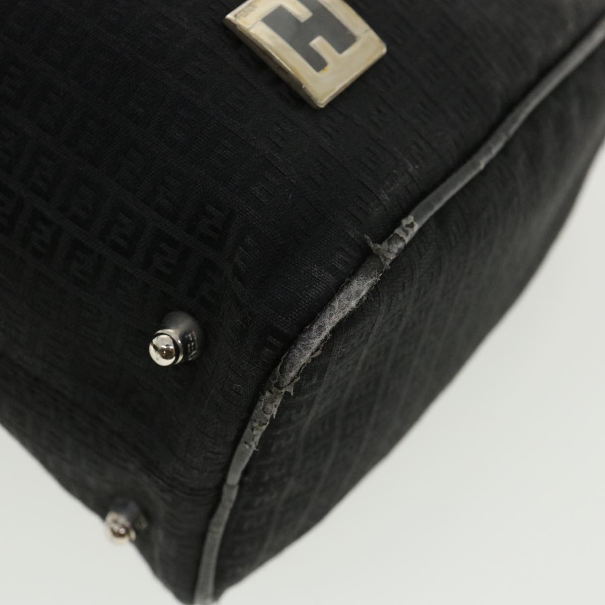 FENDI Zucchino Canvas Hand Bag Black  33935