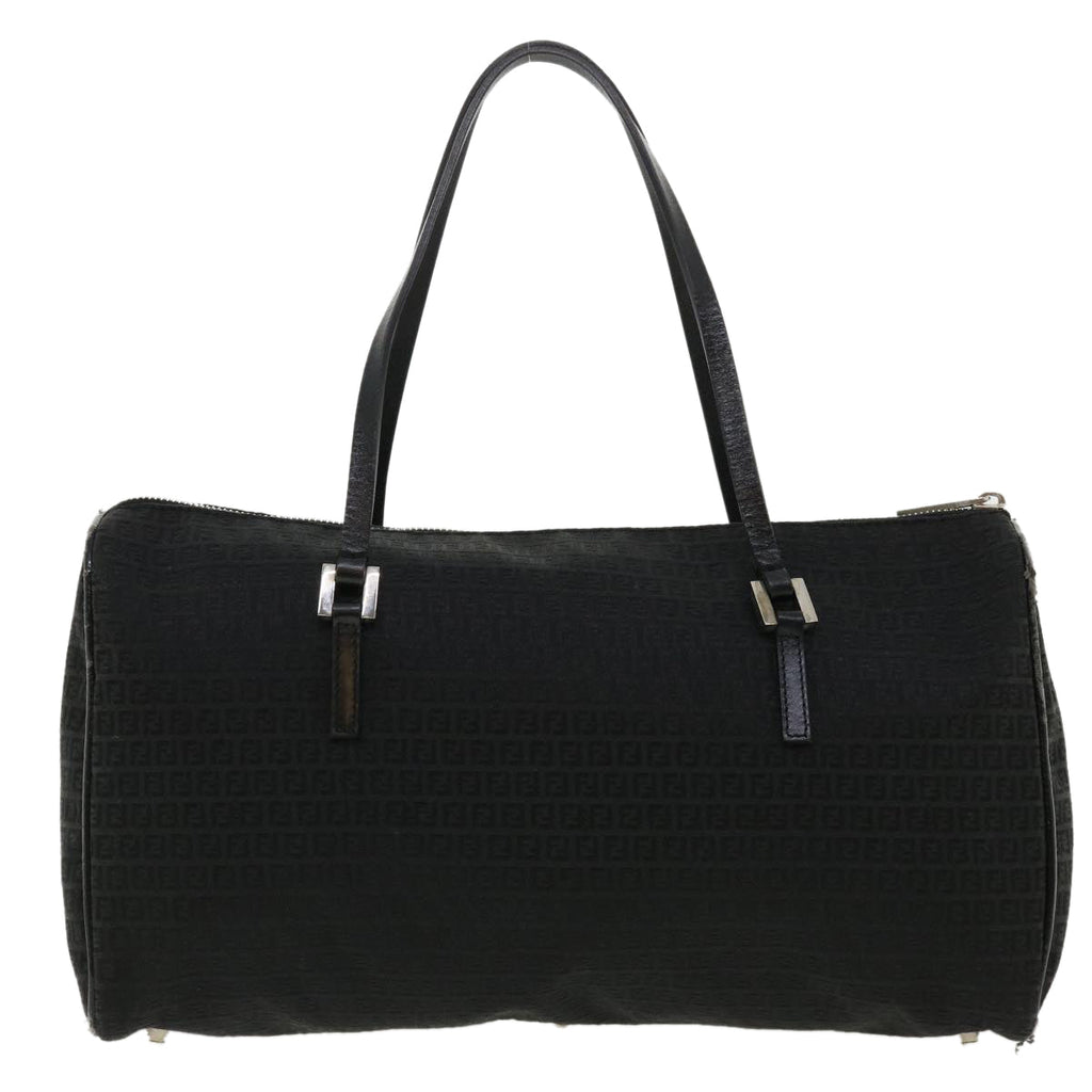 FENDI Zucchino Canvas Hand Bag Black Auth 33935
