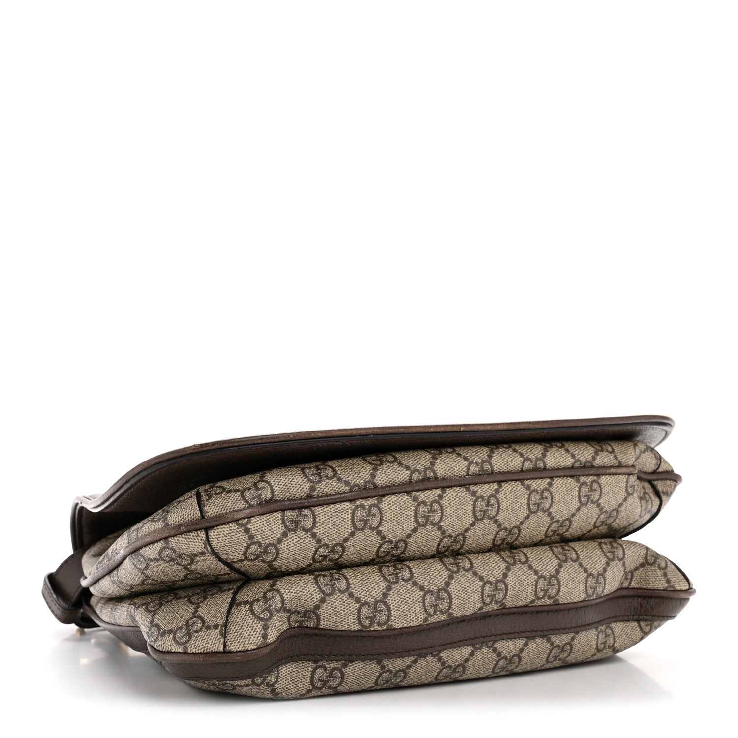 Gucci GG Supreme Monogram Textured Dollar Calfskin Web Medium Blondie Shoulder Flap Bag Beige Ebony New Acero