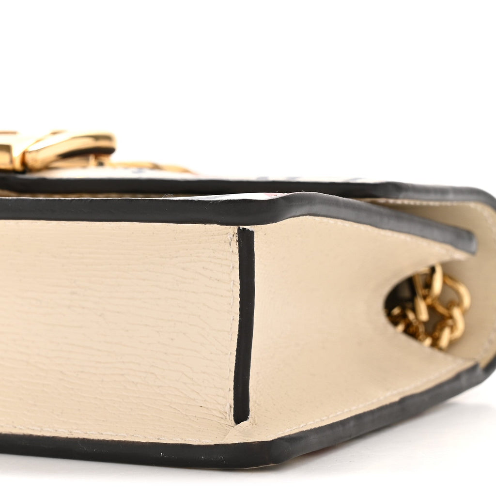 Gucci Textured Calfskin Valentine's Day Super Mini Sylvie Chain Shoulder Bag Ivory