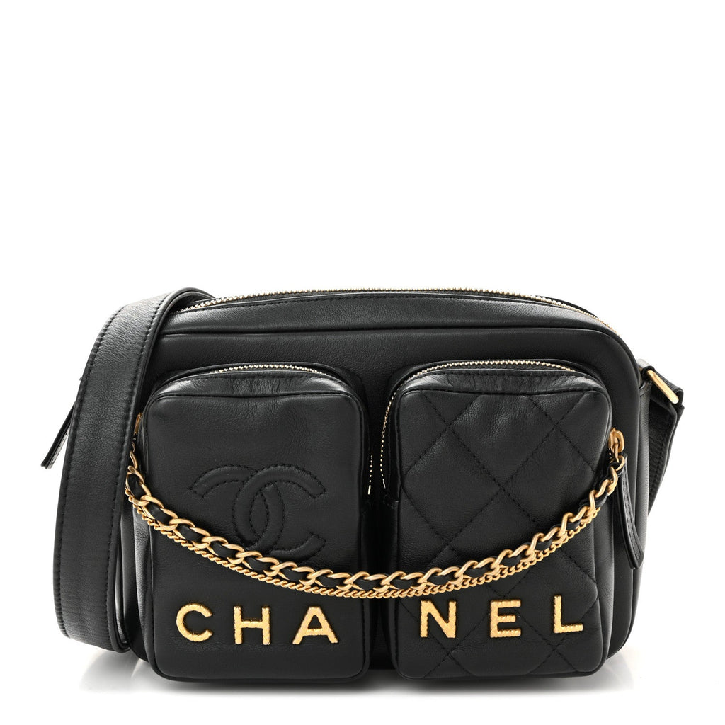 Chanel Calfskin Quilted Small Camera Case Black