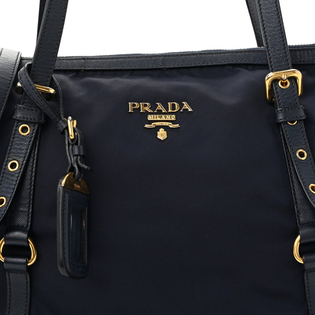 Prada Saffiano Tessuto Nylon Shopping Tote Royal Blue