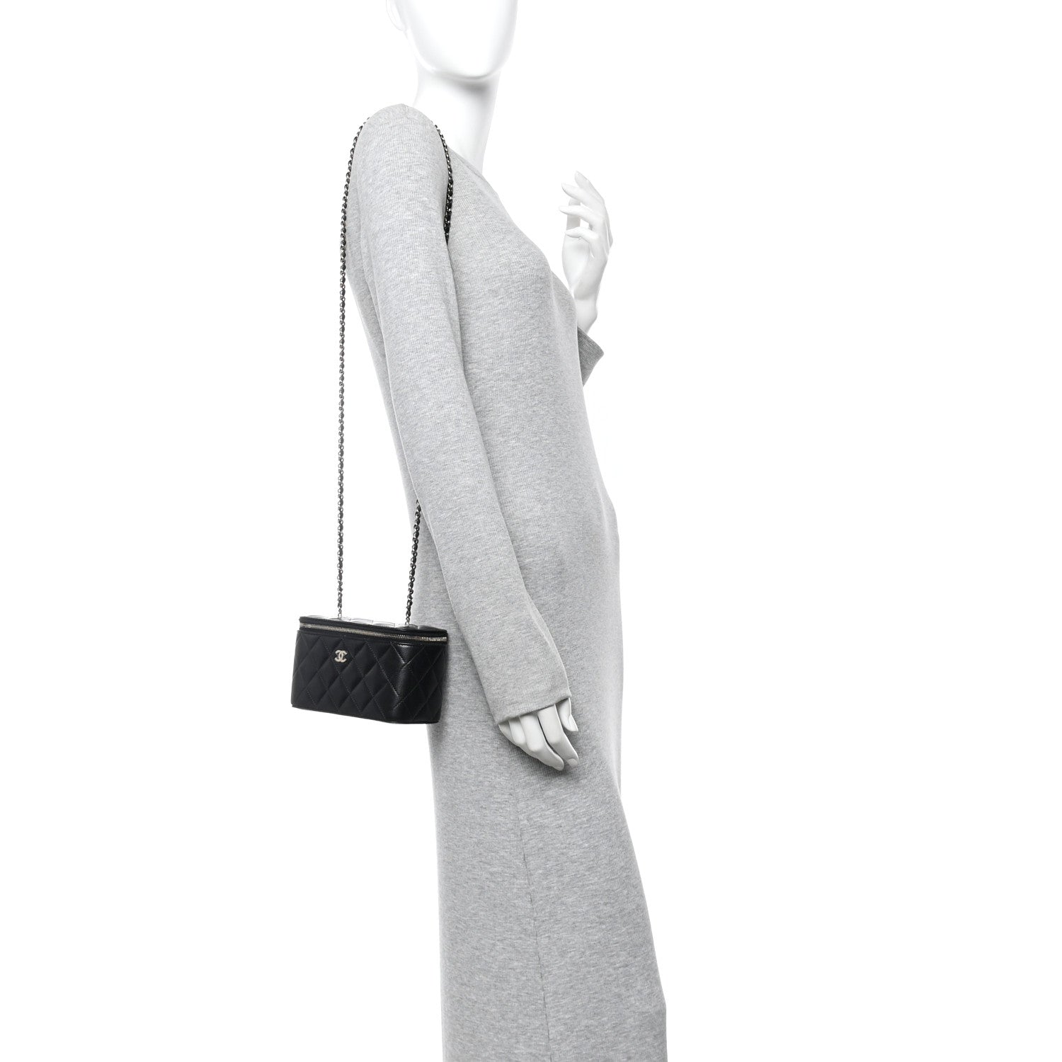 Chanel Caviar Quilted Small Vanity Case With Chain Black
