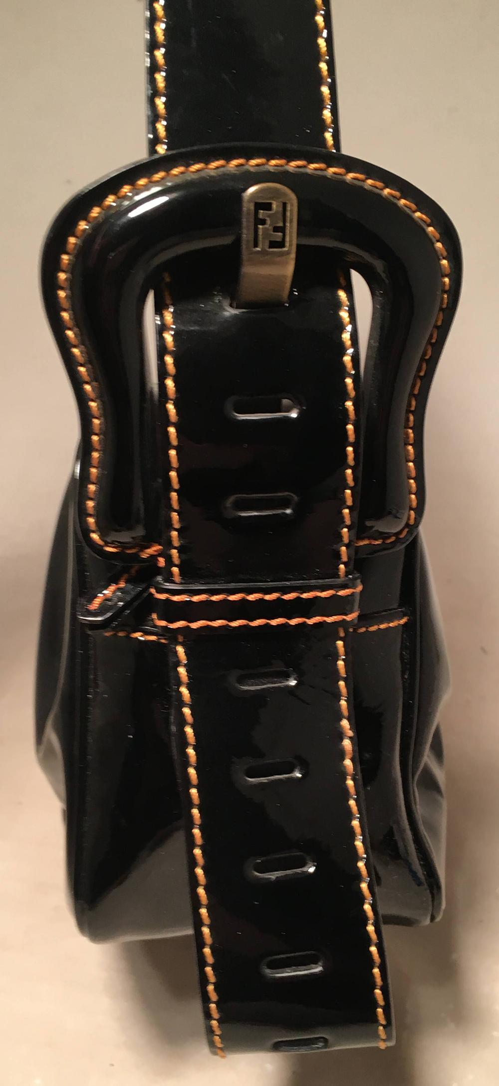 FENDI Borsa Mini B Black Patent Leather Handbag