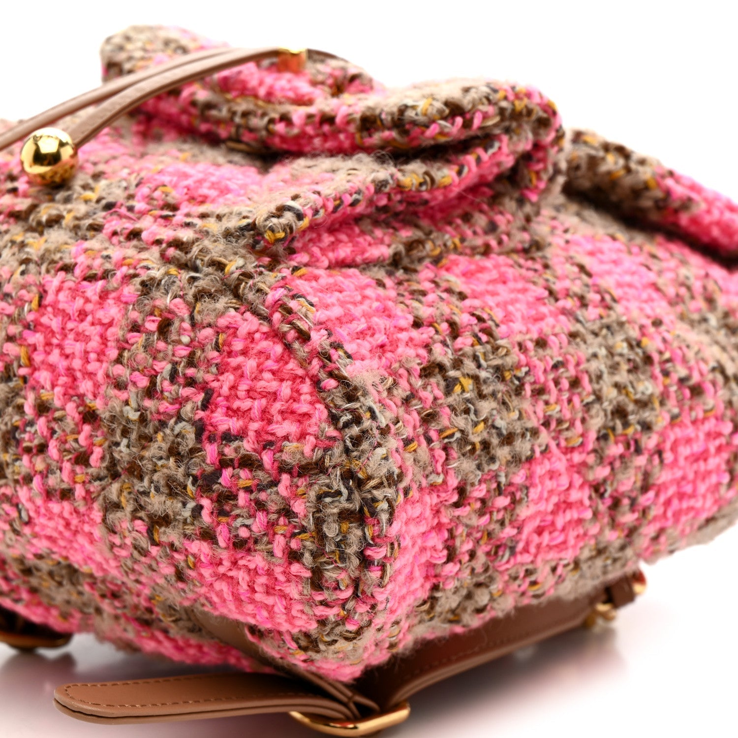 Chanel Wool Tweed Elegant Backpack Pink Brown