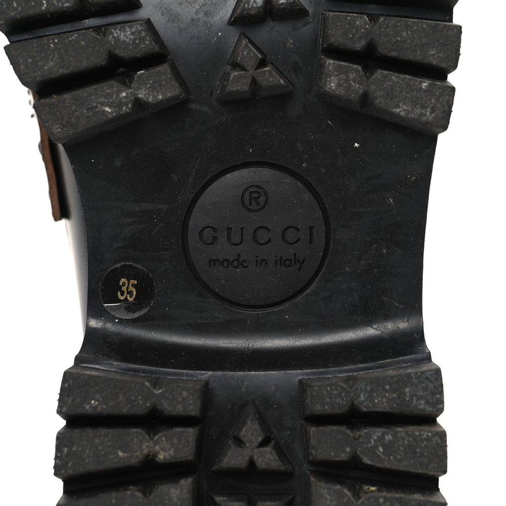 Gucci Cordovan Lux Womens Harald Horsebit 25mm Platform Loafers 35 Black