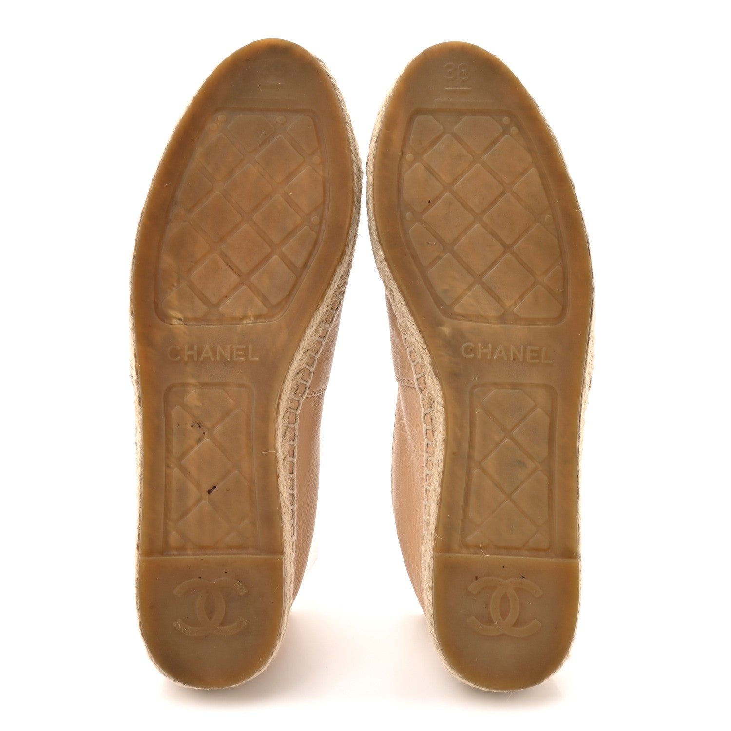 Lambskin CC Espadrilles 38 Beige Black