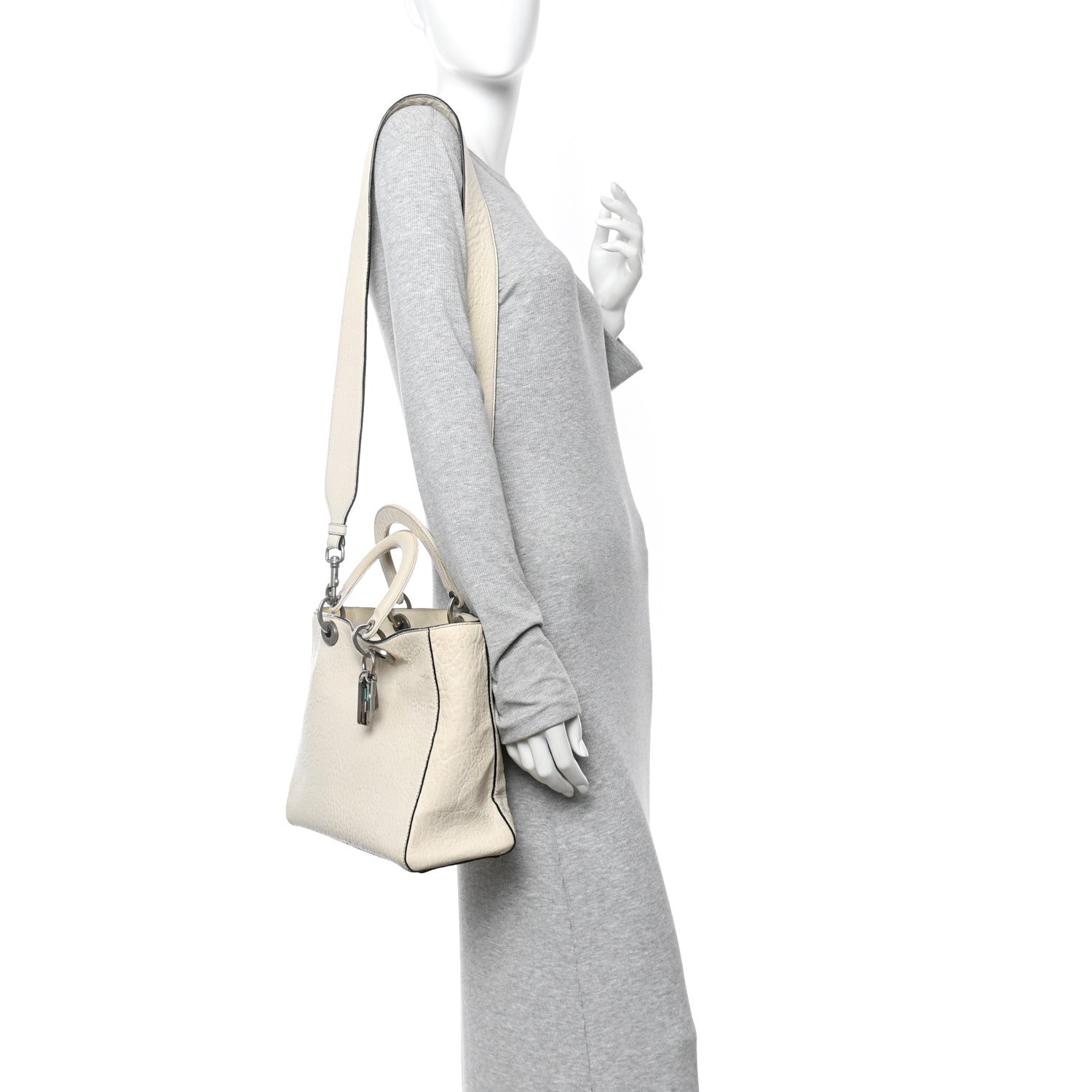 Christian Dior Canyon Grained Lambskin Large Lady Dior Off White
