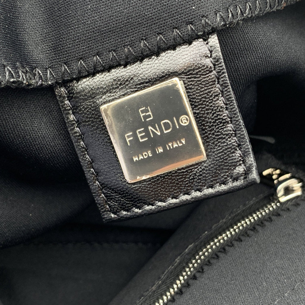 FENDI Black Fabric Front Pocket Baguette Shoulder Bag Handbag
