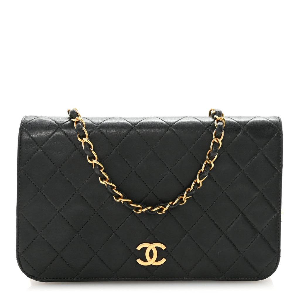 Chanel Lambskin Quilted Small Single Flap Bag Black