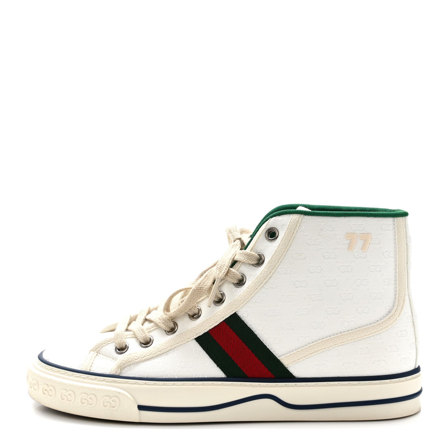 Gucci Monogram GG Mignon Web Womens 1977 Tennis High Top Sneakers 37 White