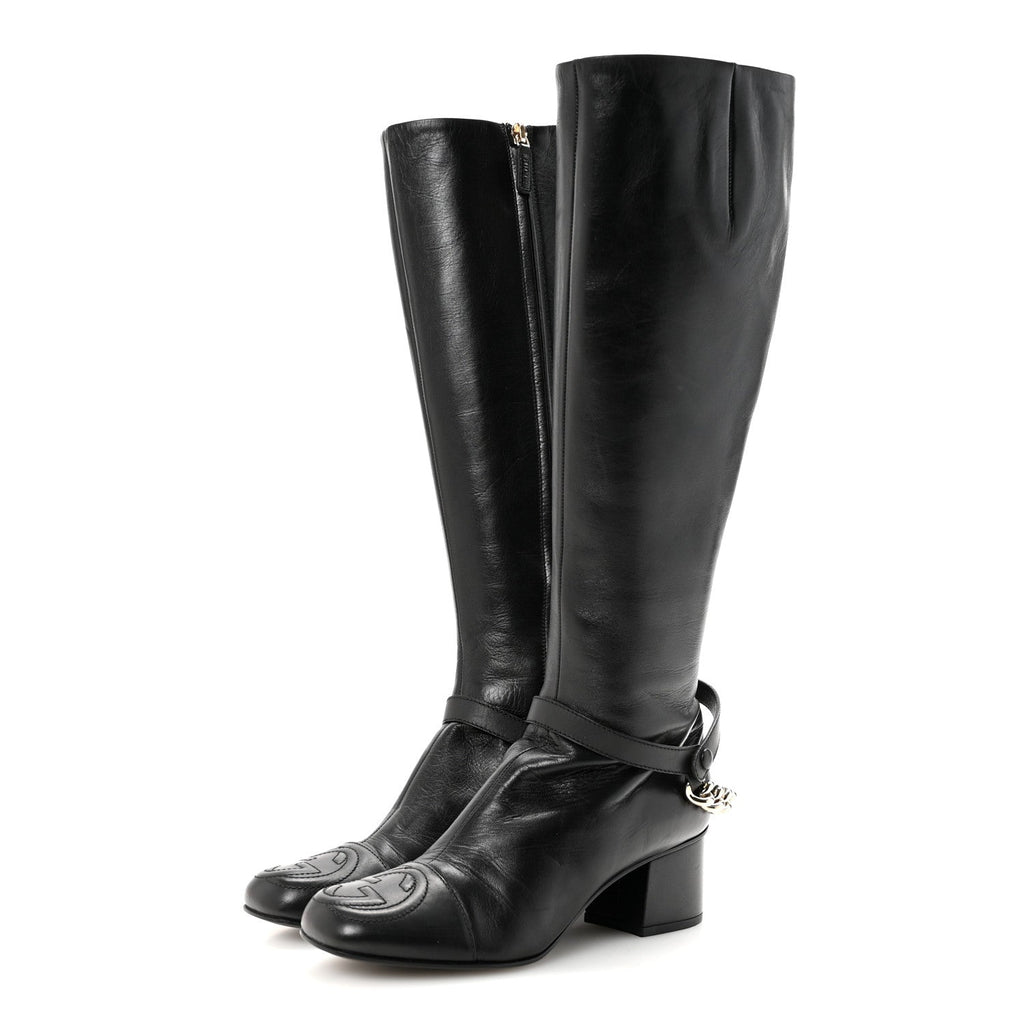 Gucci Calfskin Soho Knee Boots 36 Black
