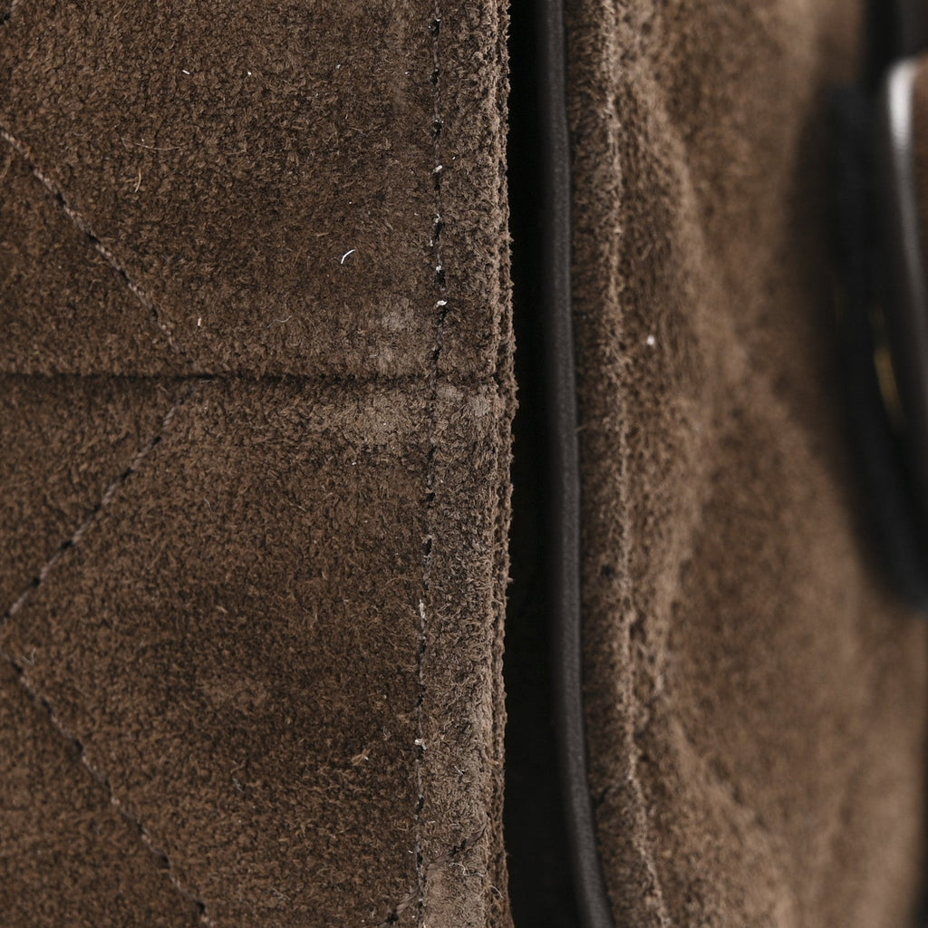 Chanel Suede Quilted Mini Chanel 25 Handbag Dark Brown