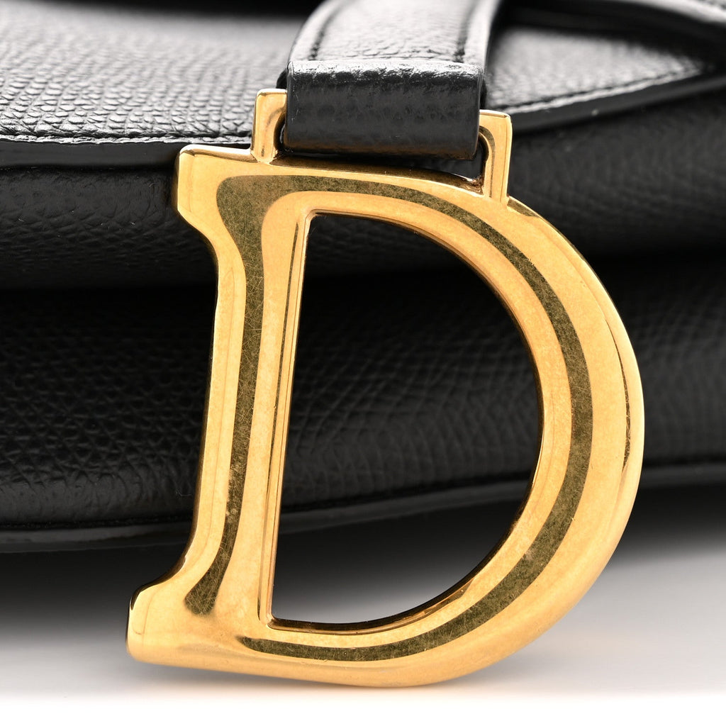 Christian Dior Grained Calfskin Mini Saddle Bag Black