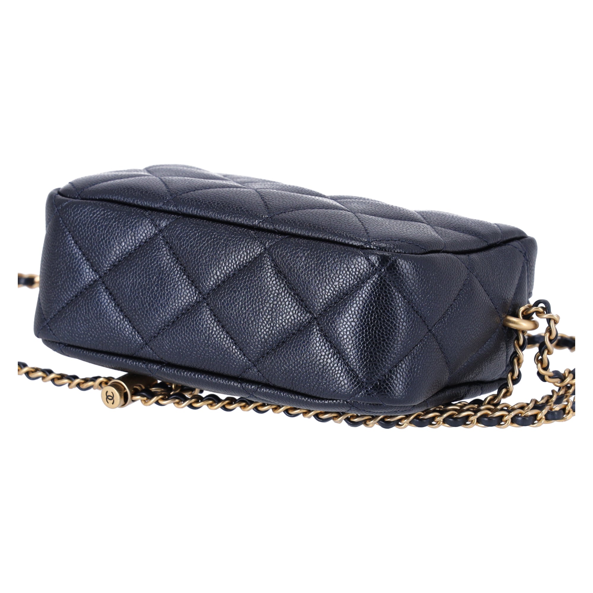 Chanel 21 K My Perfect Camera Bag Iridescent Caviar Quilted Leather Black